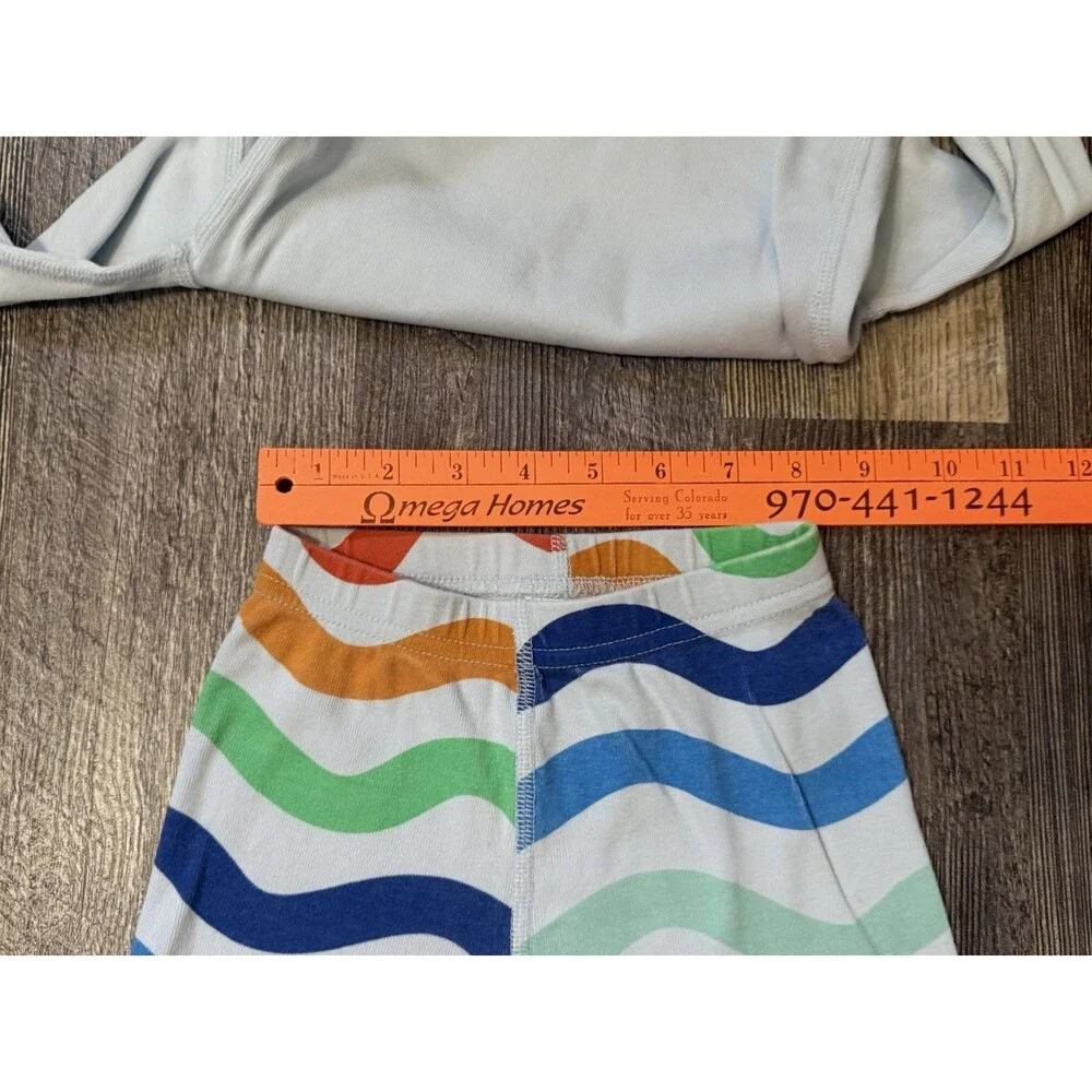 Hanna Andersson Bunny Organic Cotton Pajama Set 3T Blue Rainbow Stripes Easter